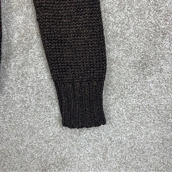 Jones New York Cardigan Womens Medium Brown Metallic Button Front Pockets- 9763* - Picture 4 of 11